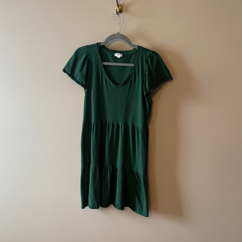 Green V-Neck Tiered Dress